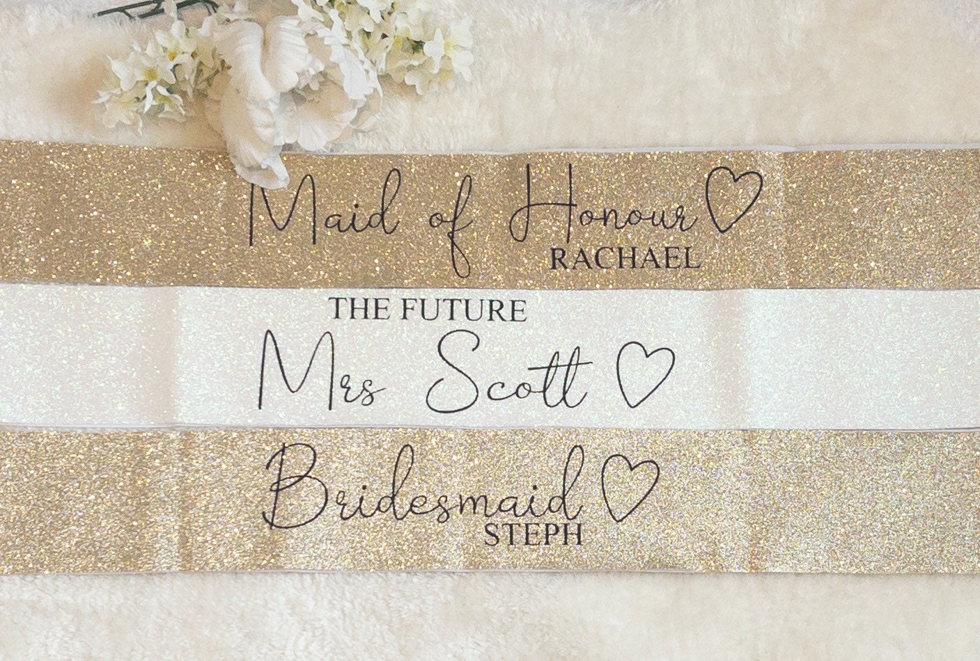 PERSONALISED BRIDAL PARTY GLITTER SASH