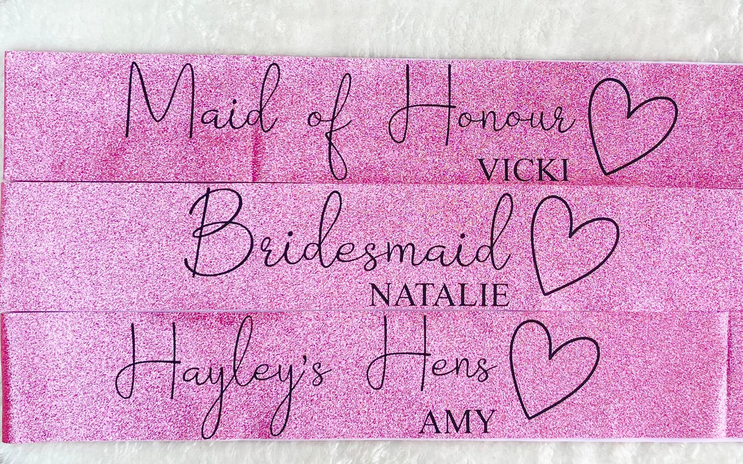 PERSONALISED BRIDAL PARTY GLITTER SASH