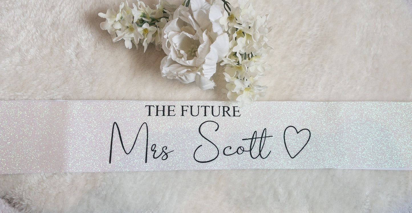 PERSONALISED BRIDAL PARTY GLITTER SASH